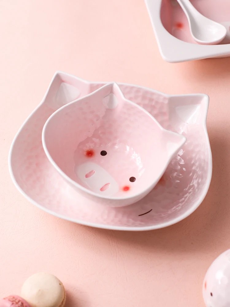 

Pig Noodle Bowl With Lid Ceramic Nordic Lovely Home Creative Personality kitchen Ollas De Cocina Cooking Pot