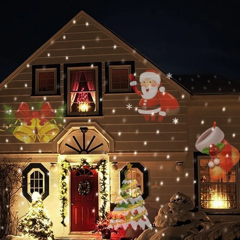 

12 Patterns Mini Christmas Lights Outdoor Projector Laser Garden Light Snowflake Moving Disco Lights Christmas Decorations