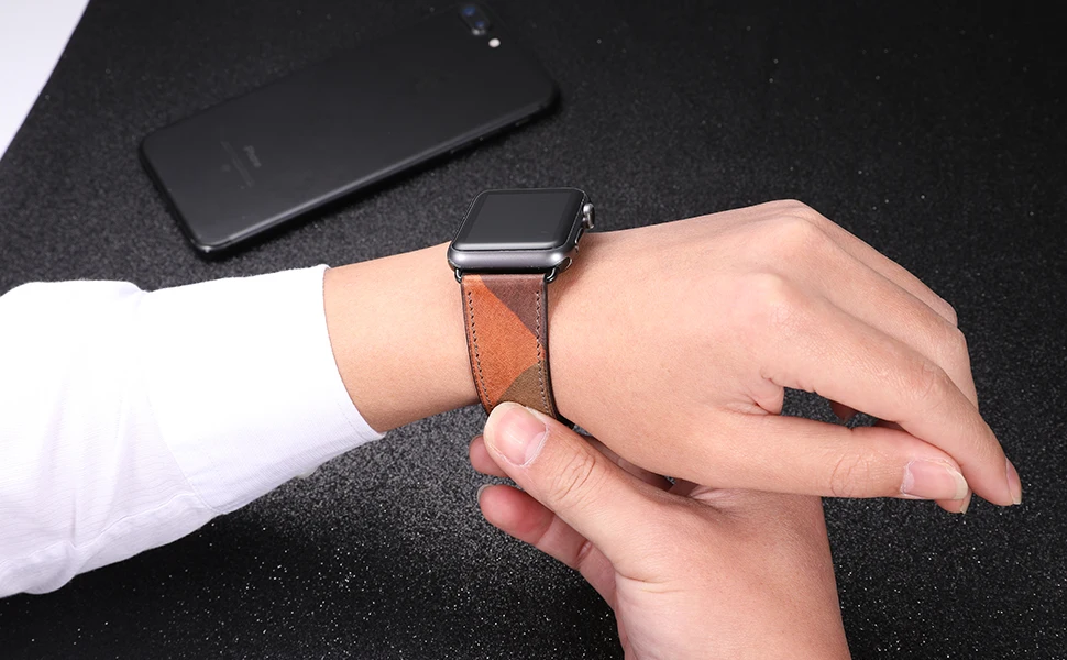 Ремешок для Apple Watch 38 мм 42 мм ремешок для Apple Watch 40 мм 44 мм камуфляжная серия 4/3 Серия 2 серия 1 кожаный браслет iWatch