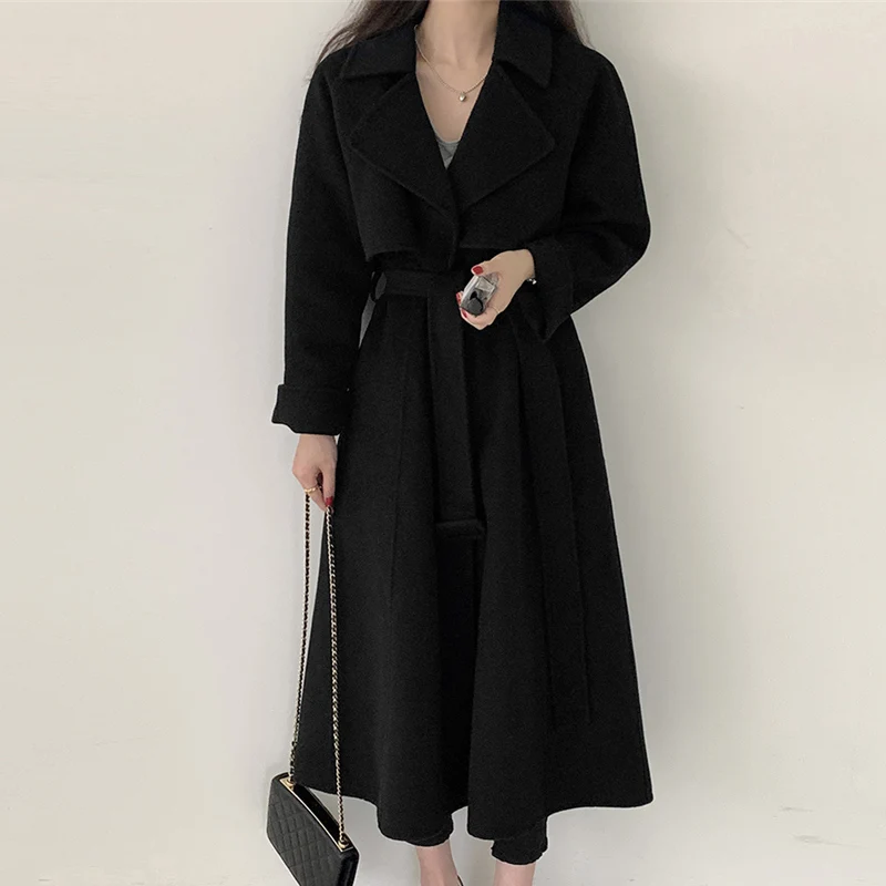 Женская куртка Onalippa зима 2021 элегантное двубортное шерстяное пальто выше колена в