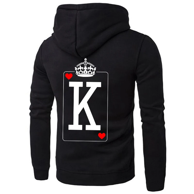 M5428BK QUEEN KING Poker толстовки для пар осень зима для женщин мужчин хараджуку свитшот с капюшоном женский длинный рукав повседневные Пуловеры Топы - Цвет: M5428BK