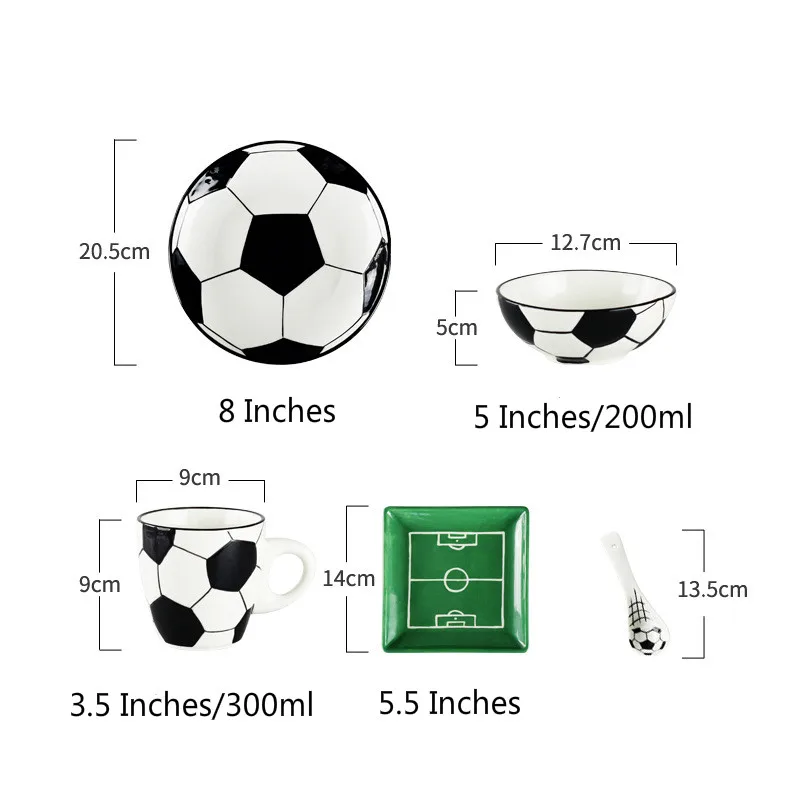 

Creative Children's Ceramic Tableware Football Ball Series Dish Plate Bowl Cup with ware dinnerware Volleyball Golf 5pcs/set