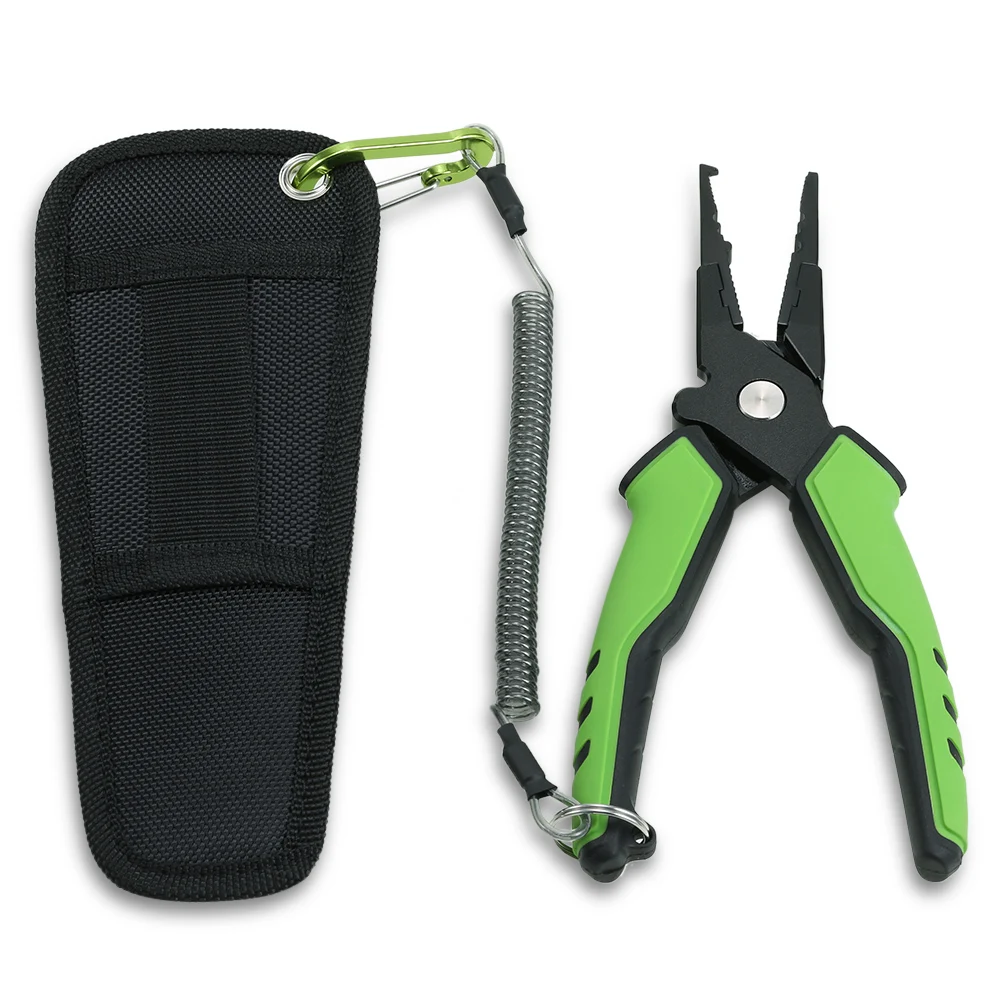 Fishing Plier Рыболовные плоскогубцы из алюминиевого сплава, рукоятка, разъемное кольцо, резак, рыболовный держатель, снасти с оболочкой и выдвижным тросом, комбинированные крючки для удаления - Цвет: Fishing Plier