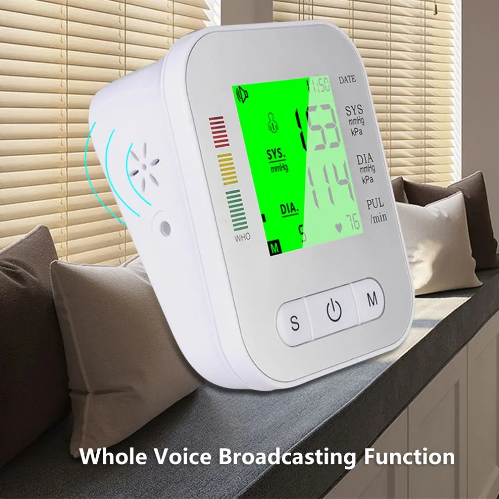 

Blood Pressure Meter Monitor Tanomete Tensiometros Sphygmomanometer Digitales Arm Automatic Wrist Cuff 3AAA Battery USB Charger