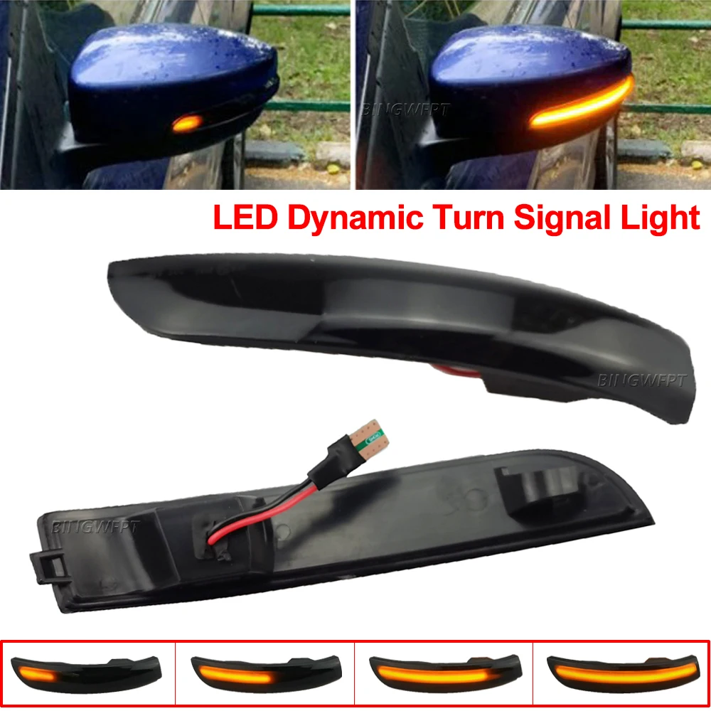 

2pcs Dynamic LED Turn Signal Lights Rearview Mirror Indicator Blinker Repeater For Ford Escape Kuga EcoSport 2013-2018