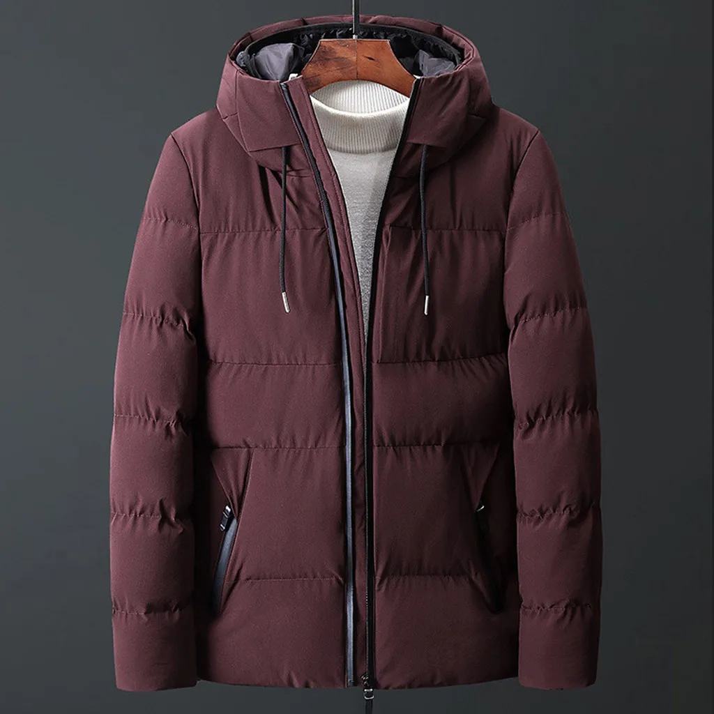 

winter jacket men solid hooded winter coat men Warm Cotton liner d91202