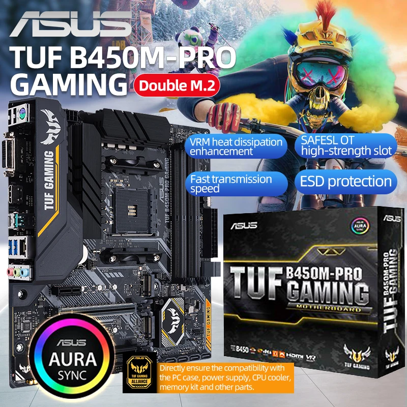 Новая игровая Материнская плата ASUS TUF B450M PRO 128G AM4 DDR4, набор материнских плат для майнинга с поддержкой R3 R5 R7 R9 центральный процессор AMD
