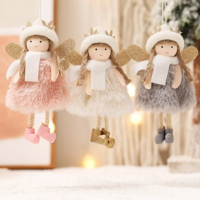 

2021 Christmas Plush Angel Pendant Christmas Tree Ornaments 2022 New Year Christmas Gift Navidad Christmas Ornaments