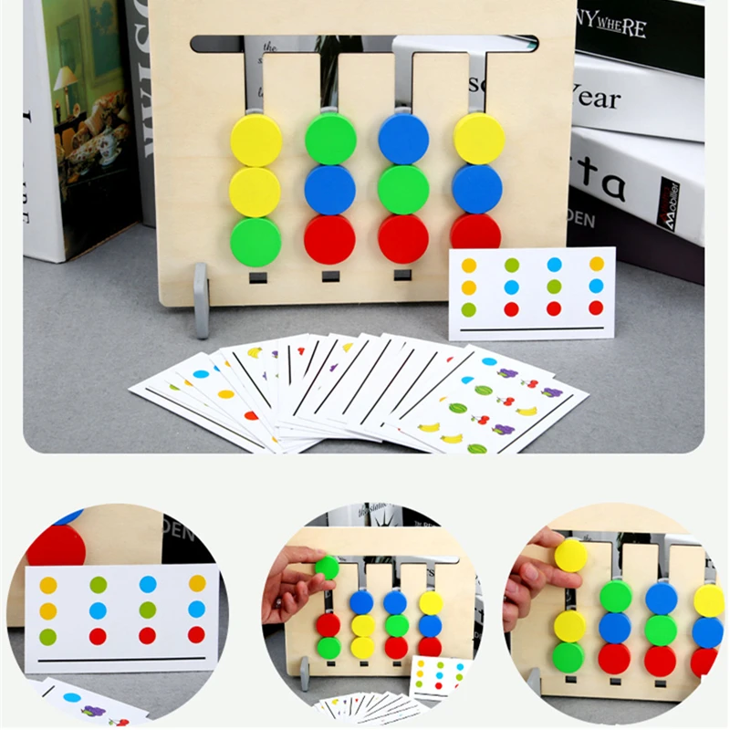 

Montessori Wooden Toy Fruits and Colors Double Sided Matching Game Logical Reasoning Training Kids Educational Toys Children Toy
