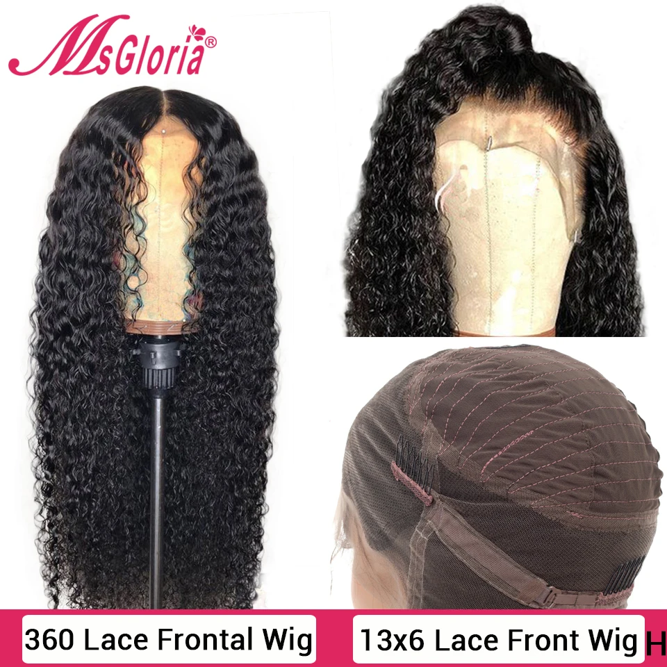 360 Lace Frontal Wig Natural Brazilian Remy Curly Wig With Pre Plucked Lace Front Human Hair Wigs For Women Bleached Knots 150