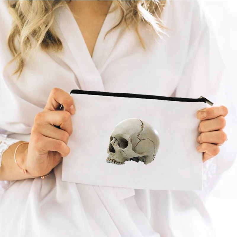 

Human Skeleton Cosmetic Bag for Makeup Mini Kawaii Women Storage Women's Bags Woman Travel Free Shipping Pouch Make Up Handbags