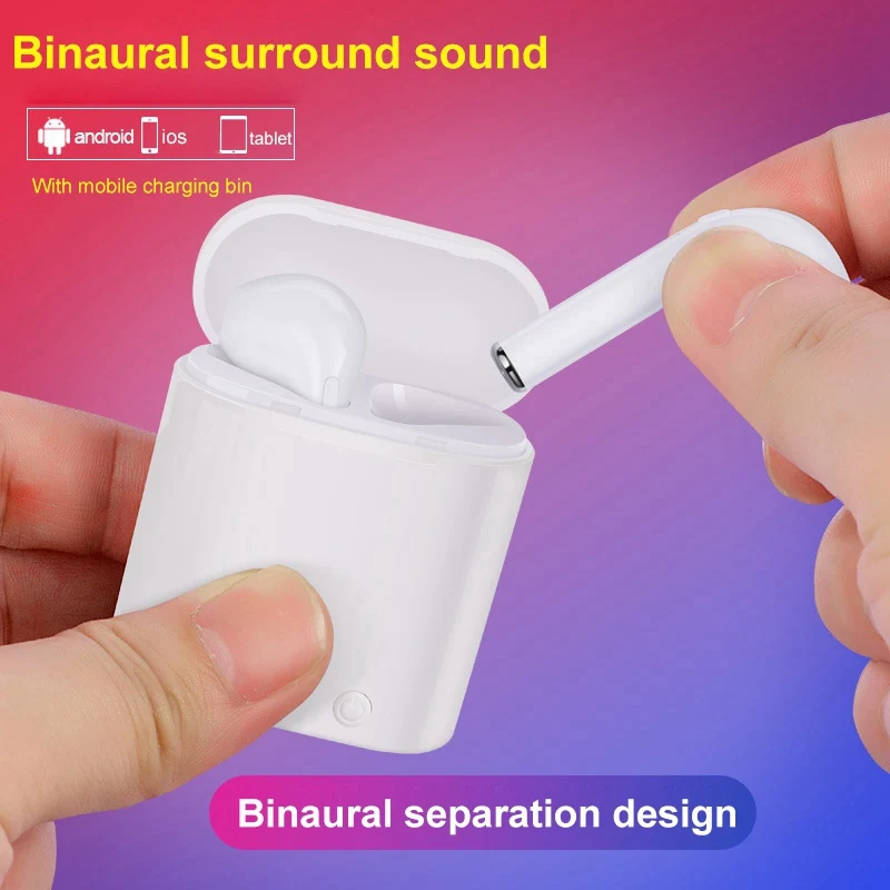 I7S наушники-вкладыши TWS с Беспроводной Bluetooth наушники 5 0 воздушный мини зарядный