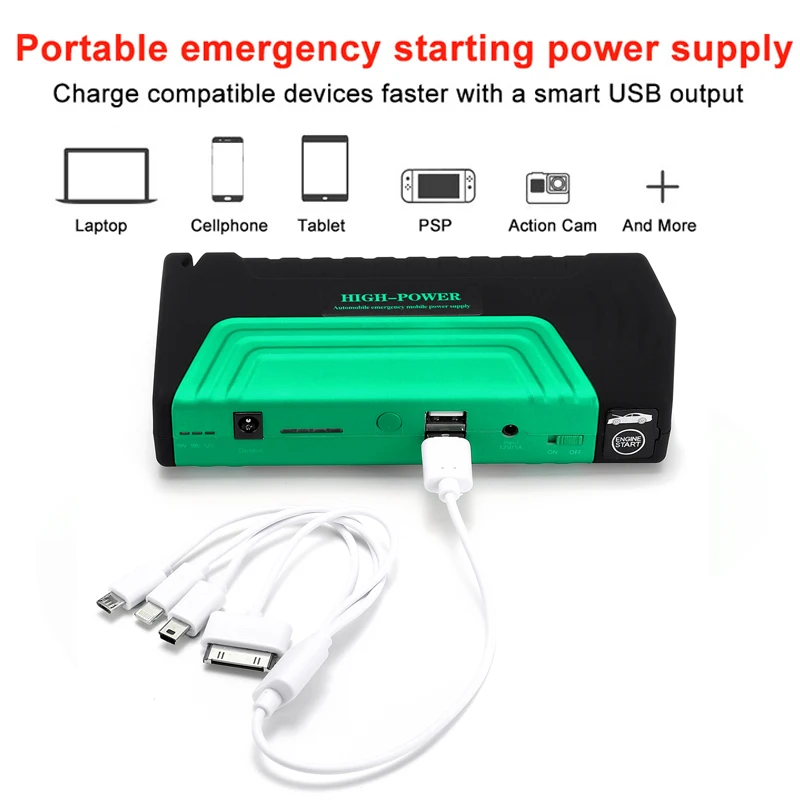 Многофункциональное портативное пусковое устройство 4 порта USB 89800 мАч 12 в 600 А