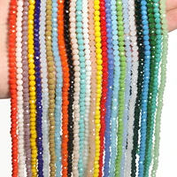 234mm faceted glass crystal colorful rondelle beads round flat loose beads for jewelry making diy female bracelet necklace