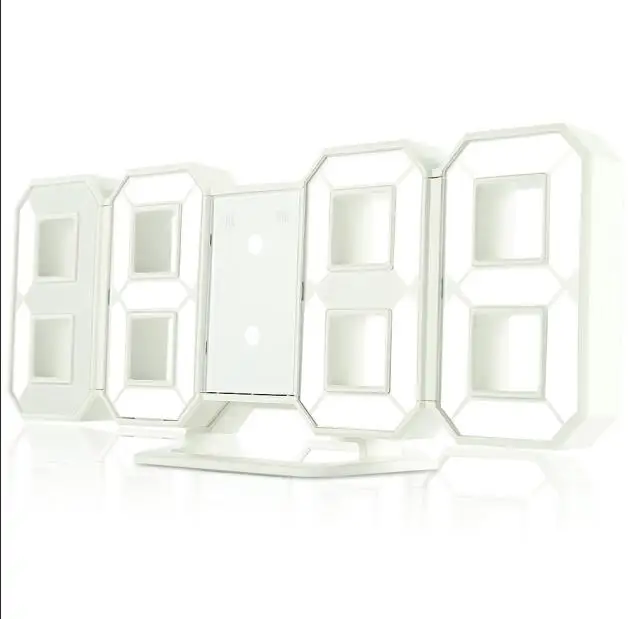 white 3D часы настенные светодиодный настенные часы Saat цифровые часы-будильник Дисплей 3 Яркость уровни часы Ночная Повтор дома Кухня офисные момент - Цвет: white