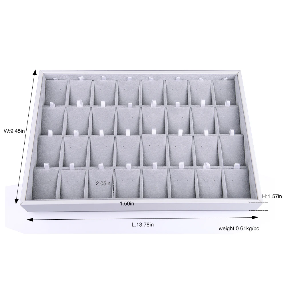 Oirlv Luxury Silver Gray Jewelry Display Tray Earring Ring Pendant Necklace Display Tray Holder Jewelry Showcase Box Organizer