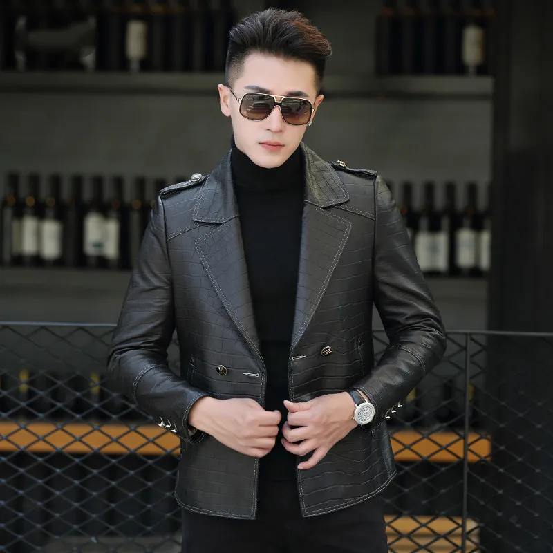 Кожаная короткая куртка из овечьей кожи весенние Куртки натуральной корейский