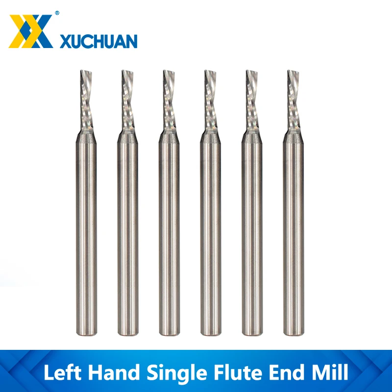 

Single Flute End Mill Aluminum Milling Cutter Left Hand Cutter 3.175 Shank Tungsten Carbide End Mills Spiral CNC Router Bit
