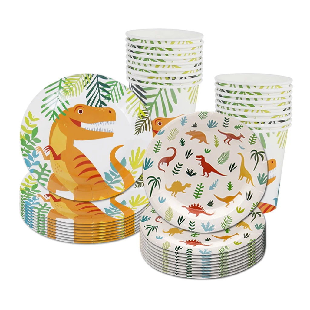 Одноразовая посуда динозавр с улыбкой 8 гостей тарелка динозавра Юрского периода