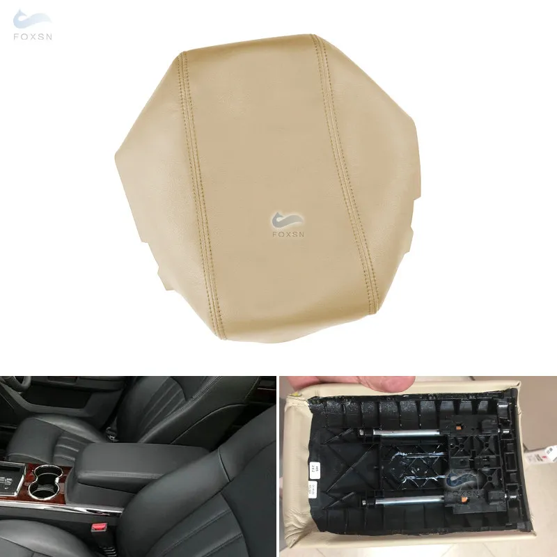 

Beige Microfiber Leather Car styling Interior Center Control Armrest Box Cover Protective Trim For Chrysler 300 2008 2009 2010