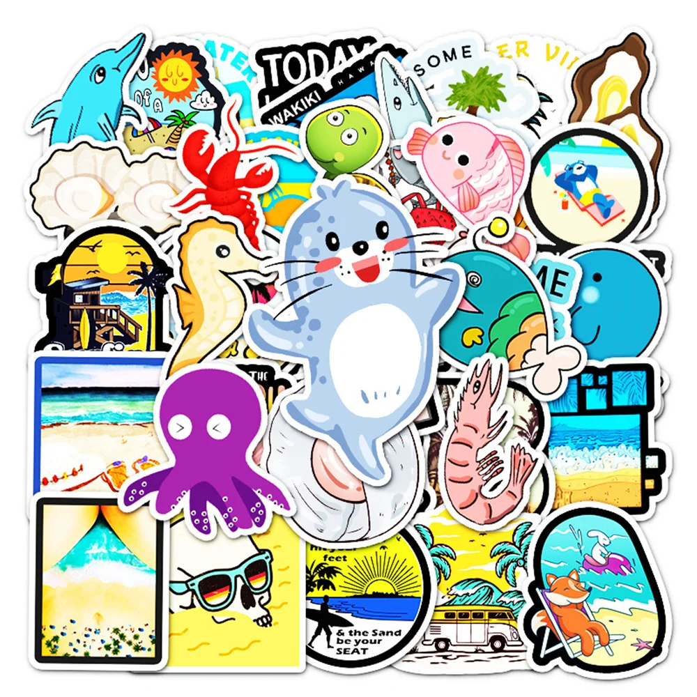 

10/30/50PCS Cartoon Ocean Department Biological Creativity Personalized Decoration Graffiti Waterproof Sticker NotebookWholesale
