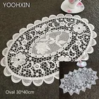 Горячий Овальный кружевной коврик с вышивкой подставки под чашки для чаякружка кухонный стол место коврик из ткани на Новый год салфетки обеденный Рождественский подарок pad