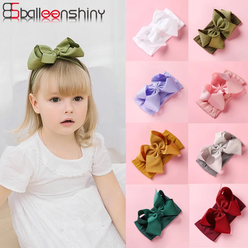 Balleenshiny DIY нейлон, украшение для детей, повязка на голову, повязка для малышей Большой Размеры, бант из ленты, Детские аксессуары для волос красочные резинка для волос, принцессы повязка на голову