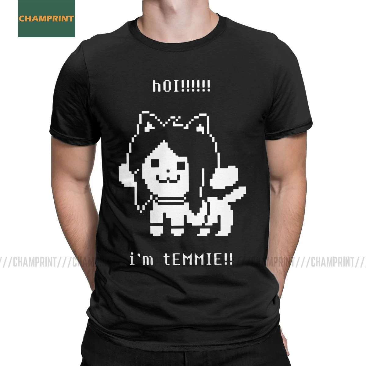 Мужская хлопковая футболка с надписью Undertale Temmie короткими рукавами и Щенок