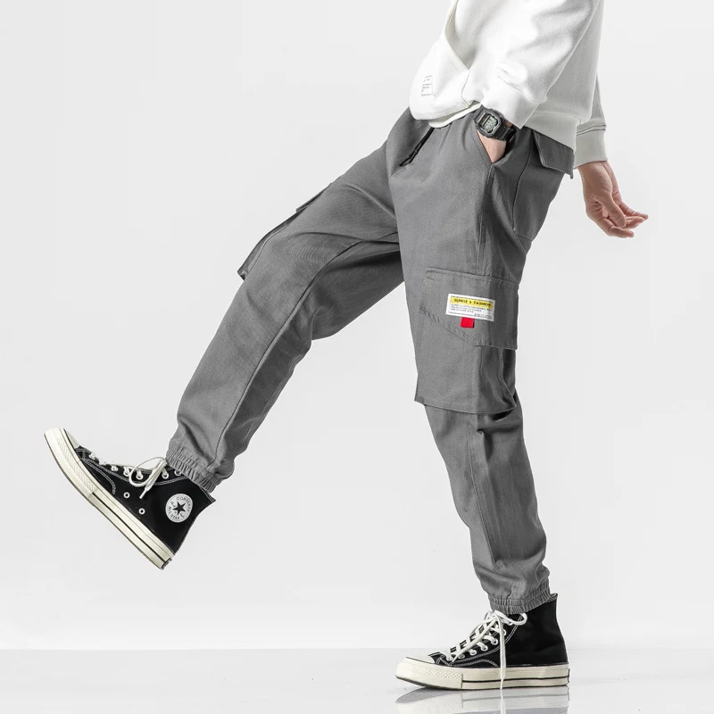 Брюки карго мужские черные уличная одежда джоггеры повседневный спортивный