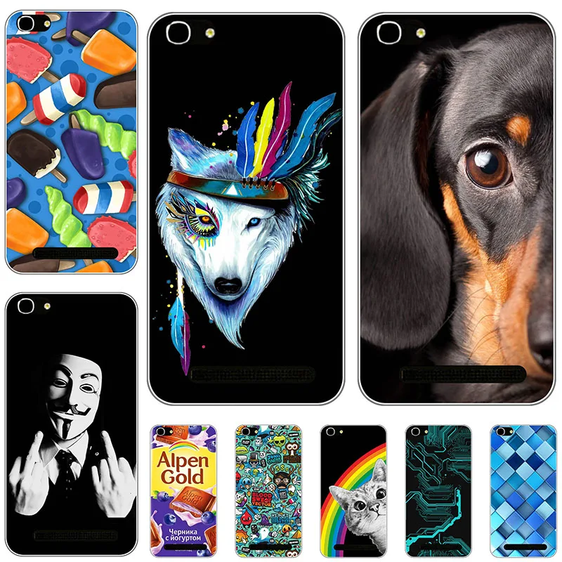 Силиконовый чехол для Doogee Y200 5.5 дюймов, мягкий TPU, защитный задний телефонный чехол с рисунком волка, цветов, кошки и розы