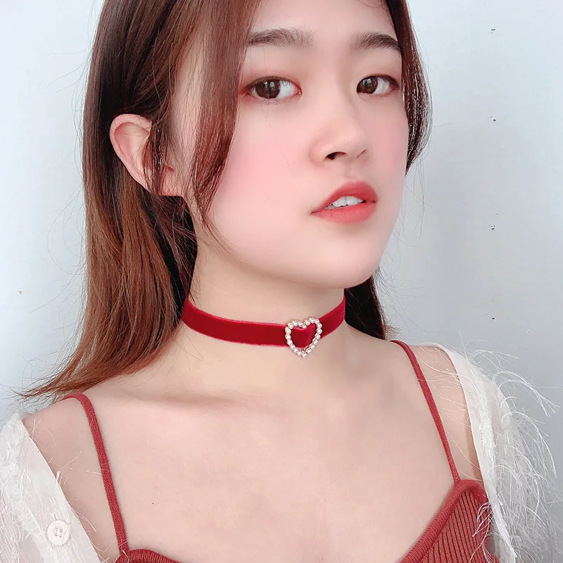 Корейское жемчужное ожерелье-чокер кружевное бархатное короткое ожерелье до