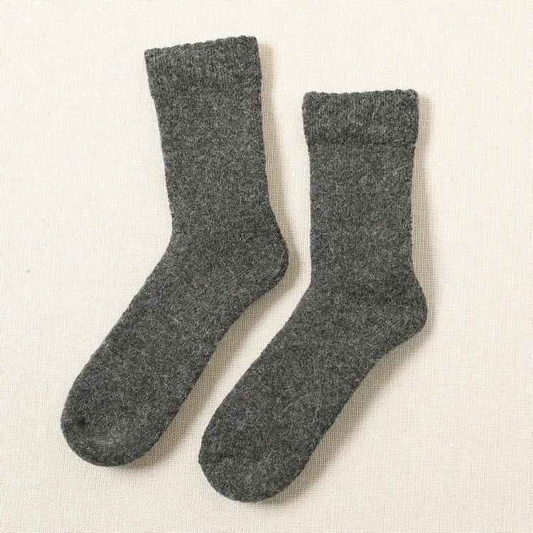 3 dark gray Новые плотные махровые носки из шерсти кролика Женские однотонные теплые забавные зимние носки skarpetki calcetines mujer - Цвет: 3 dark gray