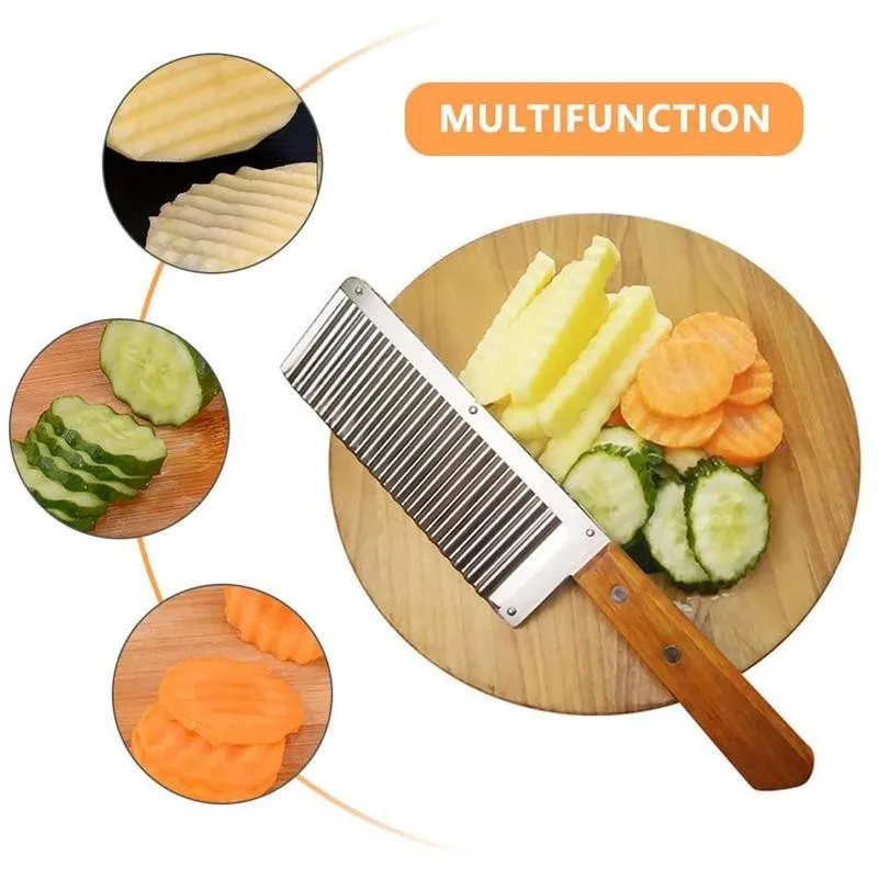 Многофункциональный стальной французский резак для картофеля волновой нож