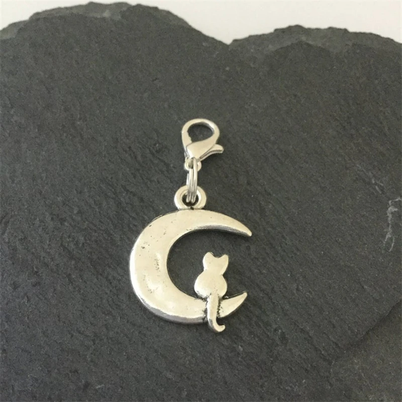 

Cat & Moon Cat Collar Charm / Pet Collar Charm / Cat Jewellery / Jewellery for Cats / Pet Owner Gift / Animal Lover Gift