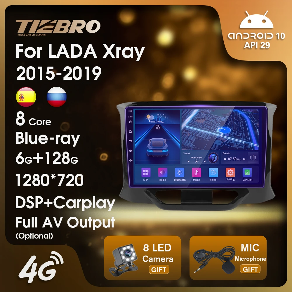 Автомагнитола TIEBRO Android 10 мультимедийный видеоплеер навигация GPS 2 Din Dvd для LADA X Ray