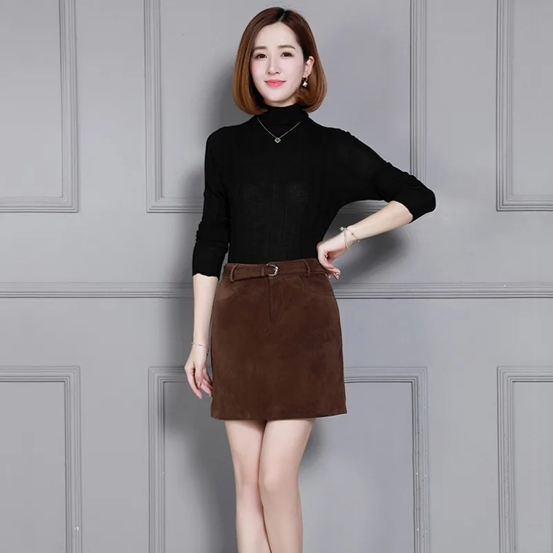 Женские юбки трапециевидной формы из натуральной кожи наивысшего качества с