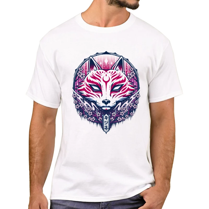 TEEHUB Heiße Verkäufe Vintage Japanischen Fuchs Männer T-Shirt Glück Kitsune Gedruckt T Shirts Kurzarm T-shirts Junge Harajuku T – Detail 4