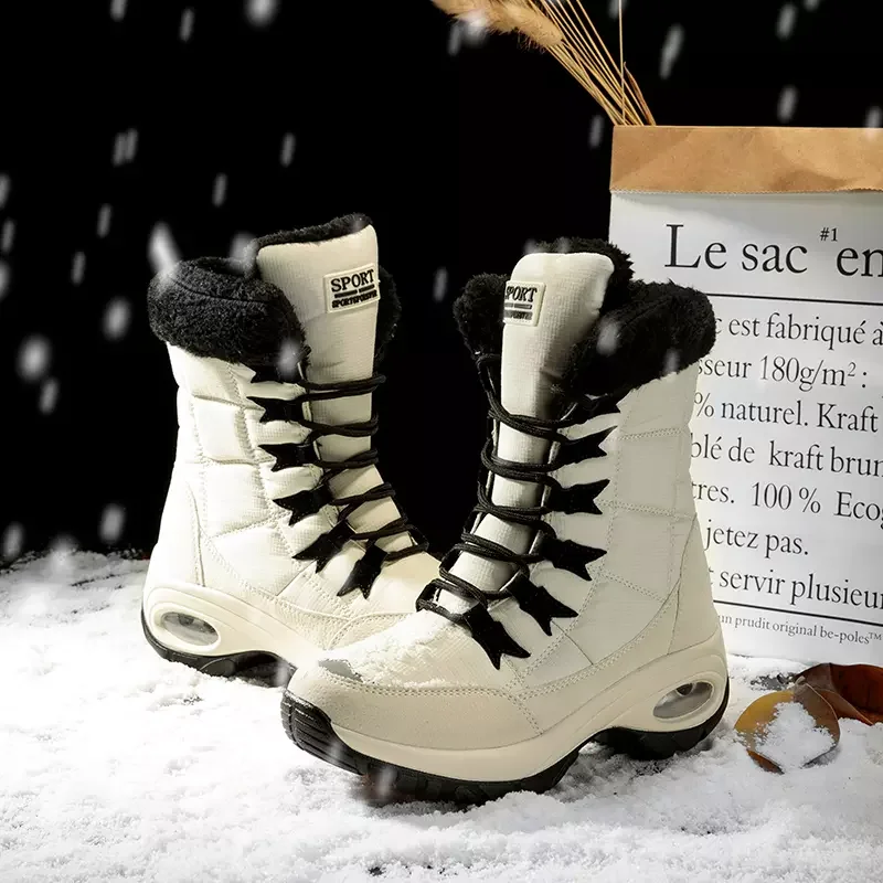 Murah Untuk Wanita Tahan Air Musim Dingin Sepatu Wanita Sepatu Bot Salju Platform Tetap Hangat Pergelangan Kaki Sepatu Bot Musim Dingin Baru Dengan Bulu Tebal Sepatu Hak Pasang Kaos Mujer