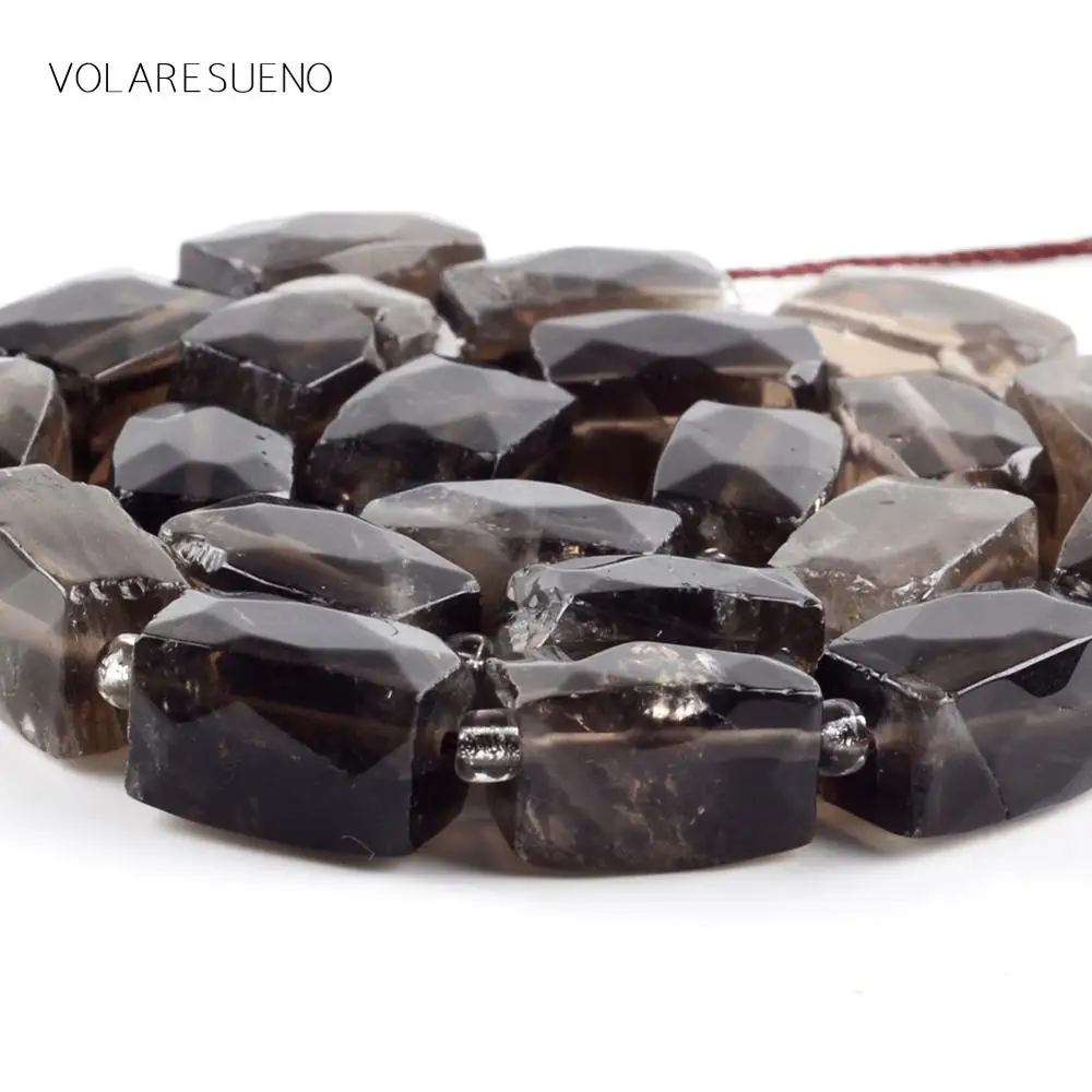 Натуральный камень дымчатый Quartzs кубоид Форма граненые бусины Spacer Бусины для