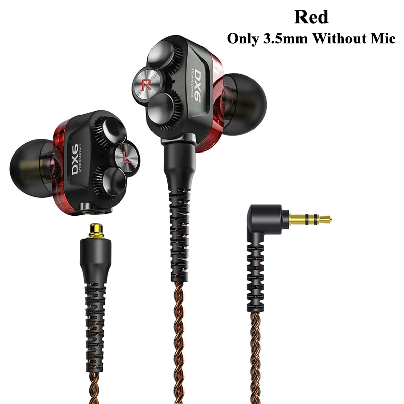 Red without mic Plextone DX6 Bluetooth наушники три единицы 3,5 мм наушники-вкладыши спортивные стерео Бас HIFI Проводная гарнитура с MMCX кабелем для Xiaomi - Цвет: Red without mic
