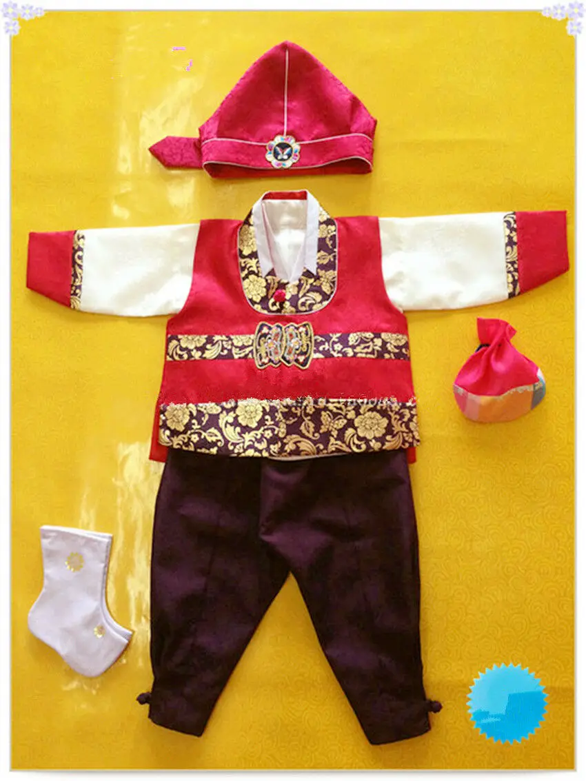 Удобное традиционное корейское платье Hanbok Dolbok для маленьких мальчиков костюм на