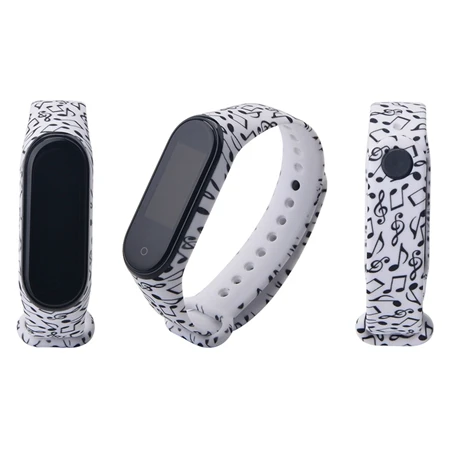 Mi band 3 4 ремешок Камуфляжный силиконовый универсальный ремешок для Xiaomi mi Band 4 3 band 4 Band 3 браслет с мультяшным принтом из ТПУ - Цвет: music