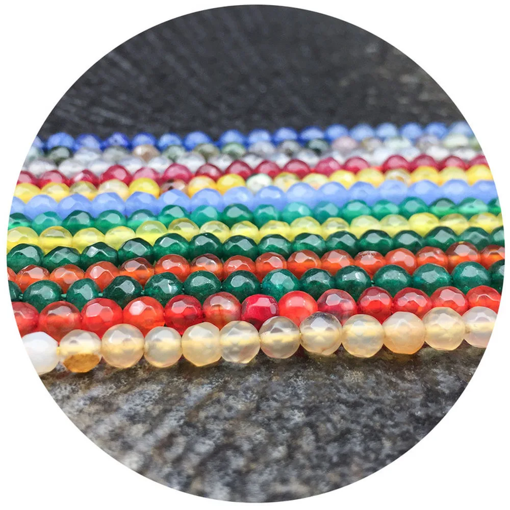 

Natural Stone Aquatic Agate Beads 4mm Multicolor Agate Faceted Beads Used for Jewelry Making DIY Necklace Bracelet Accessories