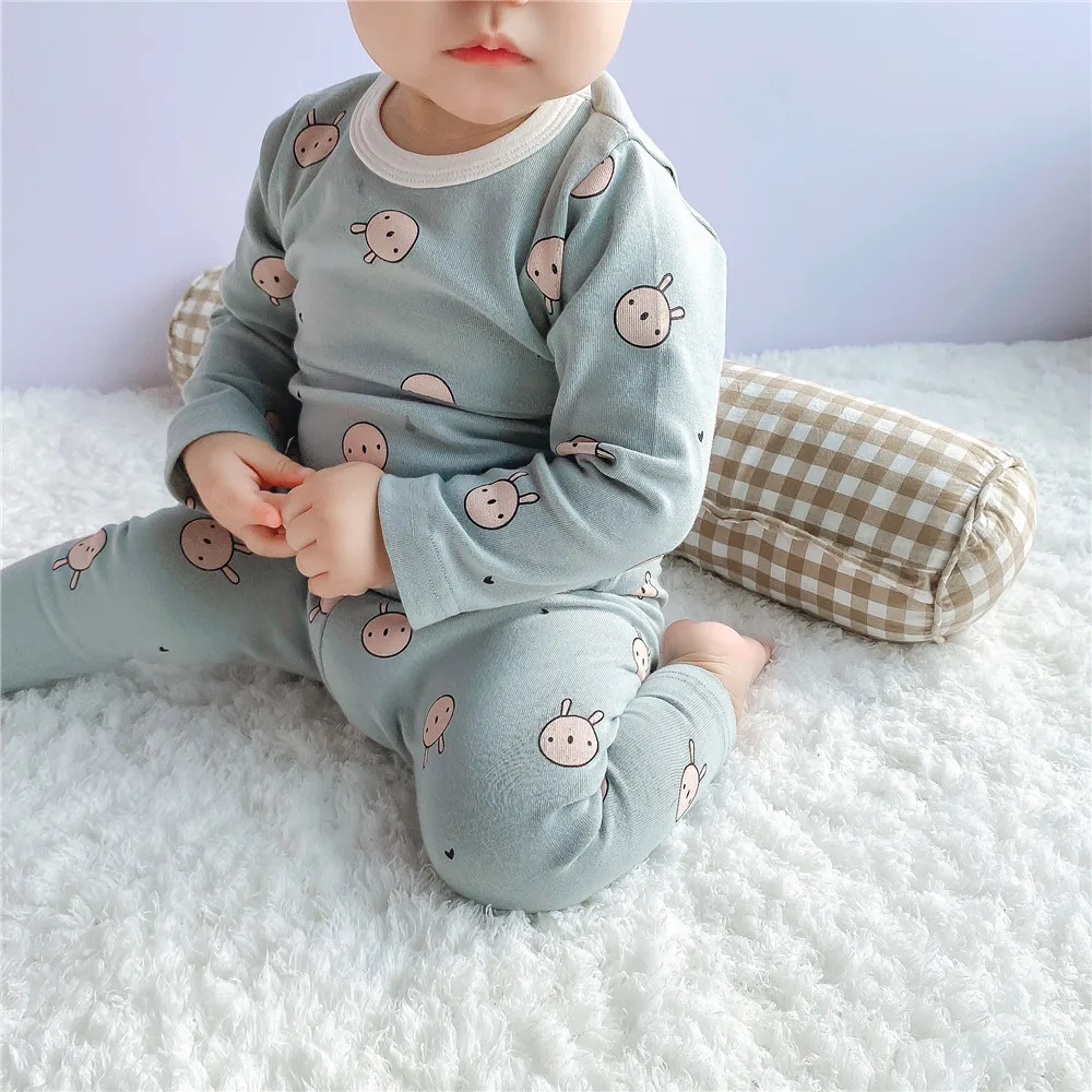 

Boys Girls Spring Autumn New Printed Bunny Home Clothing Children Long Sleeve Pajamas Sets