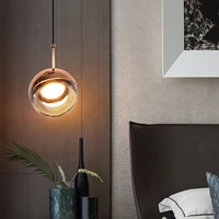 modern minimalist dining room bedroom chandelier creative personality single head crystal ball bar glass chandelier