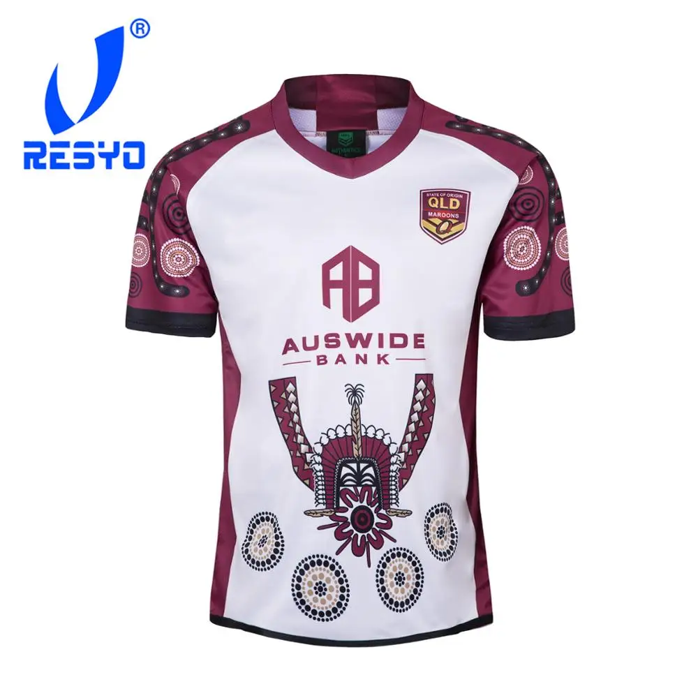 Мужская спортивная рубашка из Джерси для регби RESYO S 3XL QLD Maroons - Цена: 1 368,12 руб.
