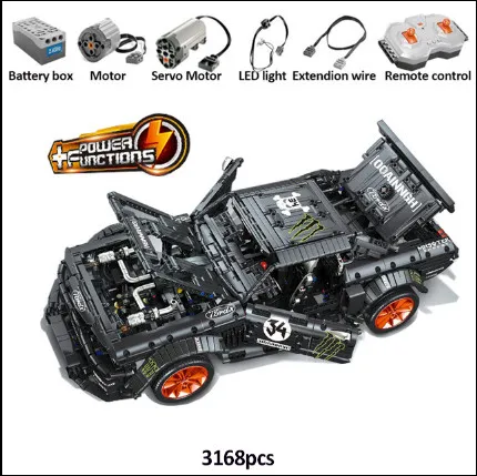 RC Ford Mustang Hoonicorn RTR V2 технология Супер гоночный двигатель строительные блоки пульт дистанционного управления автомобильный светодиодный светильник игрушки Детский подарок - Цвет: with motor