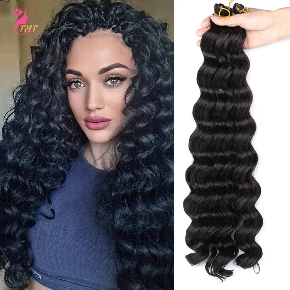

20 Inch Synthetic Weave Bundles Extensions Deep Wave Bundles Hair Heat Resistant Soft Long Curly Braiding Hair For Black Woman