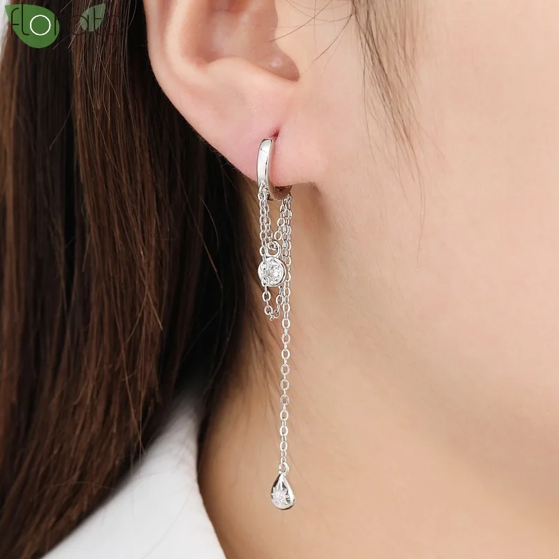 Женские серьги кольца из стерлингового серебра 925 пробы в форме капли воды