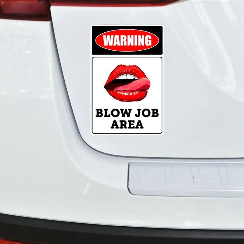 

Warning Blow Job Area Lip and Tongue Car Sticker Sunscreen Waterproof PVC Funny Colorful Car Car Decal ZWW-3005,19.6*13 cm